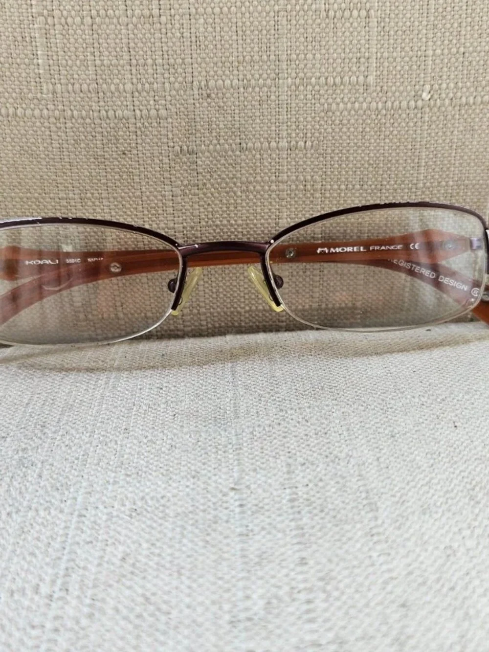 Morel France Women Eyeglasses Frame Brown/Orange/Lilac Tone Half Rim Glasses